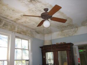 Filtración en techo que provoca humedad en paredes
