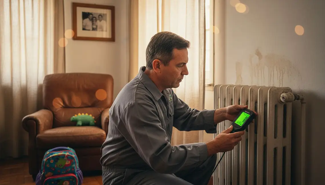 Experto en humedad comprobando paredes húmedas en Málaga