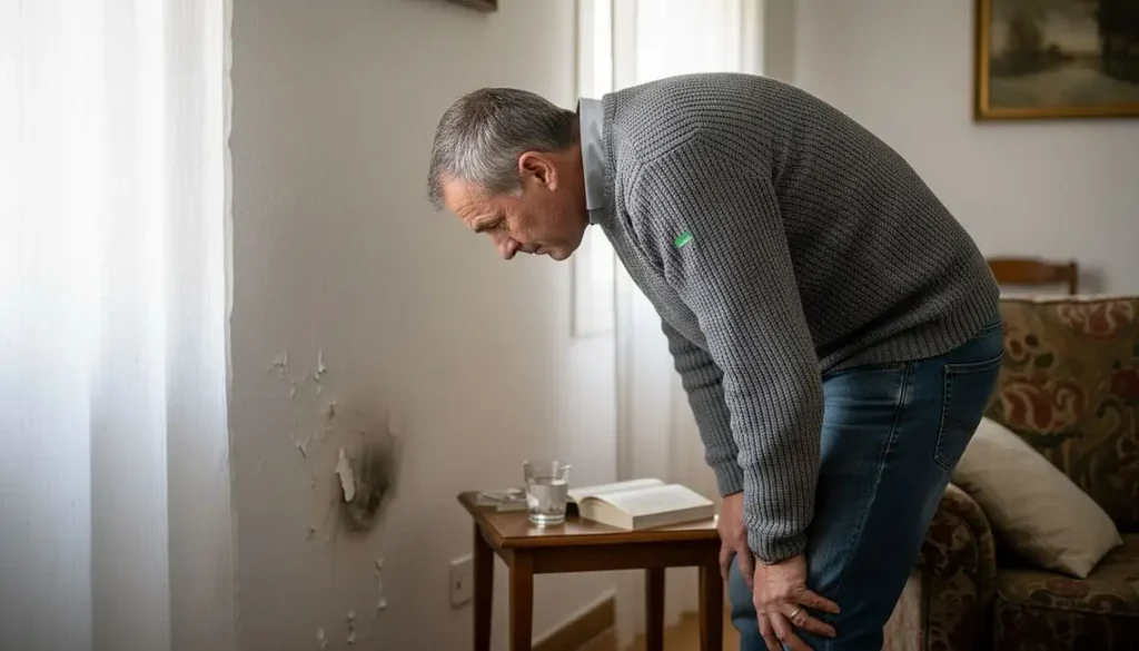 Hombre observa parad con humedad por condensación en Málaga