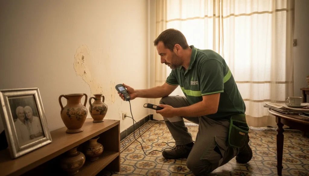 Técnico de todo humedad comprueba humedades en casa de Málaga