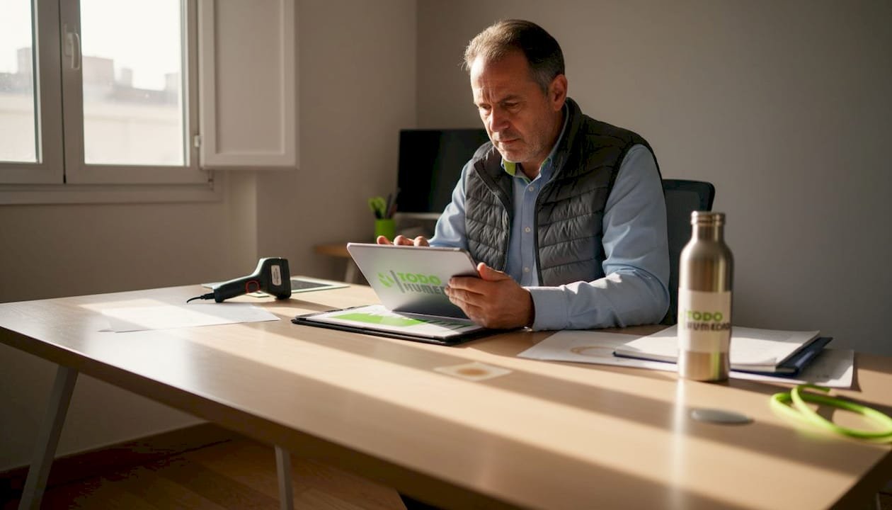 Especialista inspeccionando el despacho para detectar problemas de humedad
