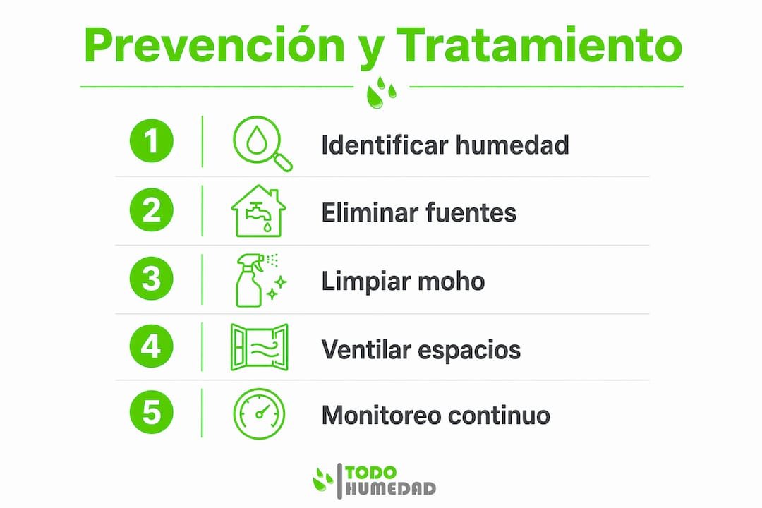 Guía visual con recomendaciones para evitar y eliminar el moho en las paredes