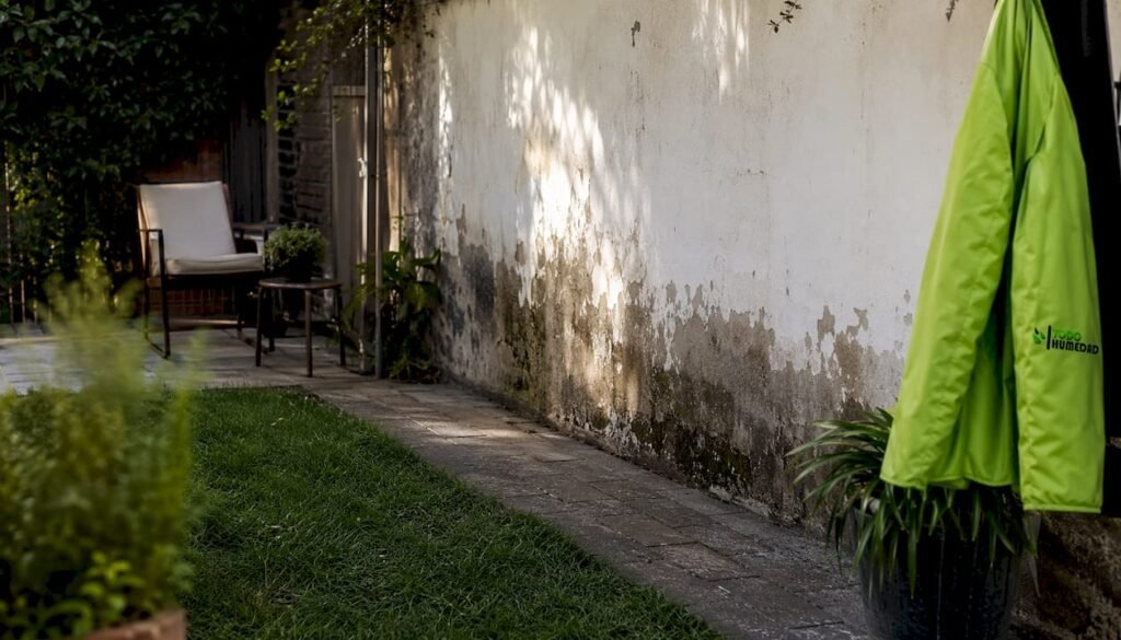Manchas de humedad en la pared del salón