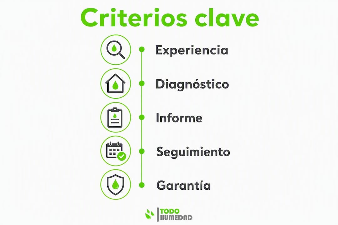 Infografía con los aspectos fundamentales a tener en cuenta al comparar opciones para tratar la humedad en casa