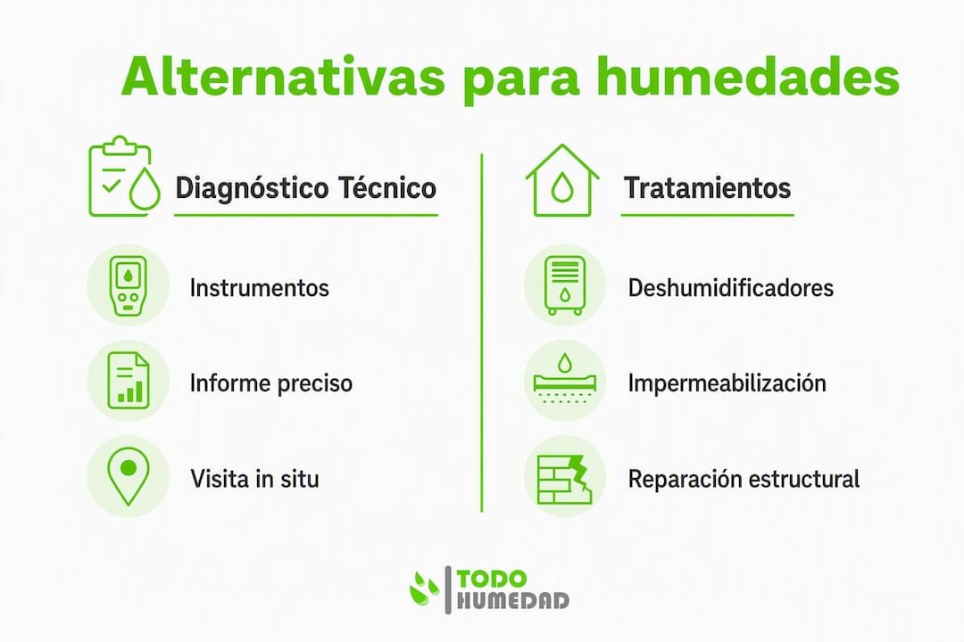 Infografía comparativa de las mejores soluciones para combatir las humedades en España