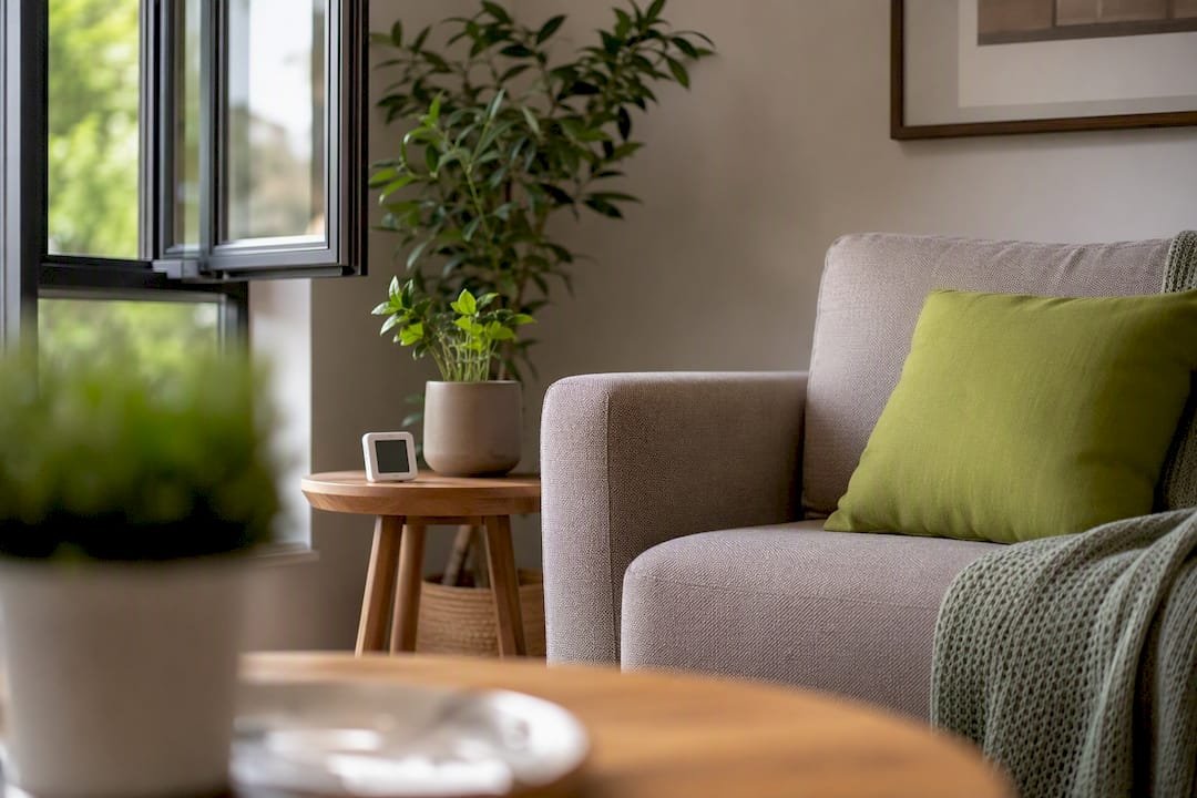 Interior de vivienda con ambiente cómodo y ventilación constante