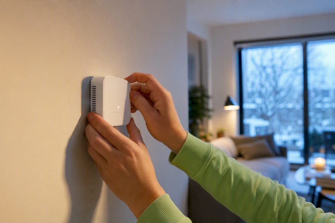 Registrador ambiental colocado en la pared