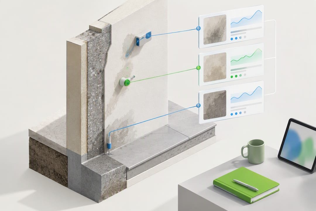 Ilustración de medidas registradas en una pared