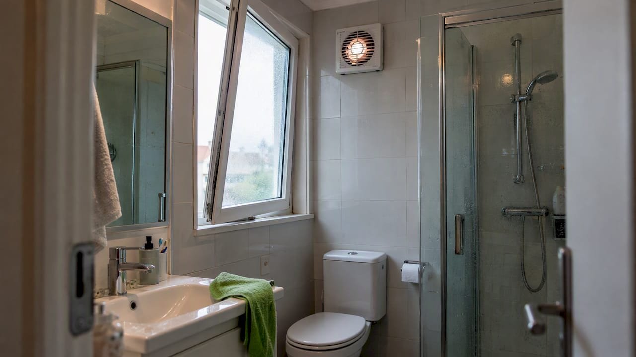 Baño bien ventilado para disminuir la humedad relativa