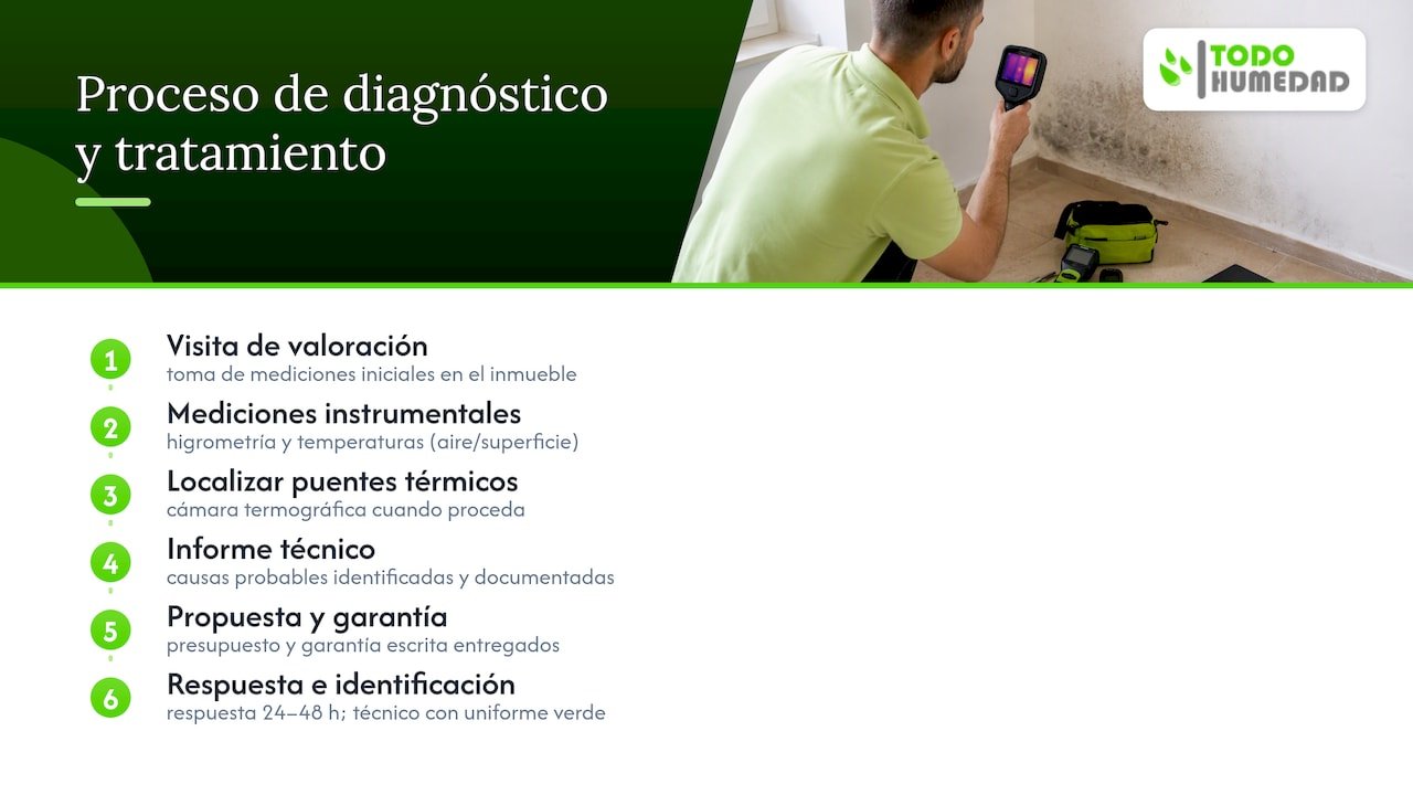 Procedimiento profesional para diagnosticar humedades