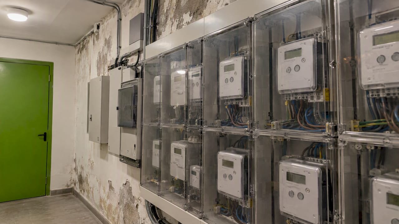 Humedad en la sala de contadores del edificio